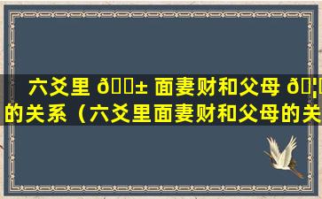 六爻里 🐱 面妻财和父母 🦆 的关系（六爻里面妻财和父母的关系是什么）